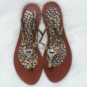 J. Crew | Leopard Jeweled Leather Sandals